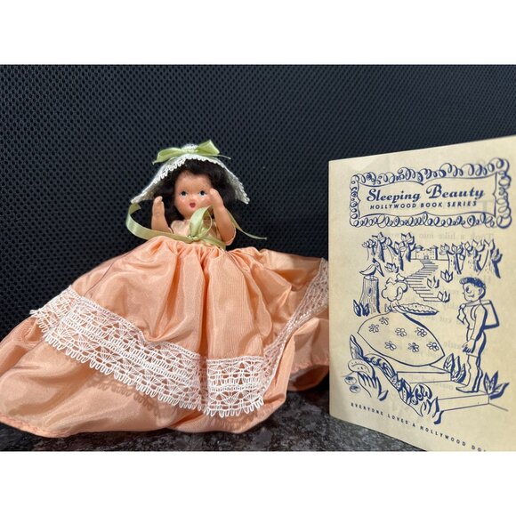 Vintage Hollywood Doll Sleeping Beauty Peach Dress & Lace With Box & Book - Picture 1 of 9